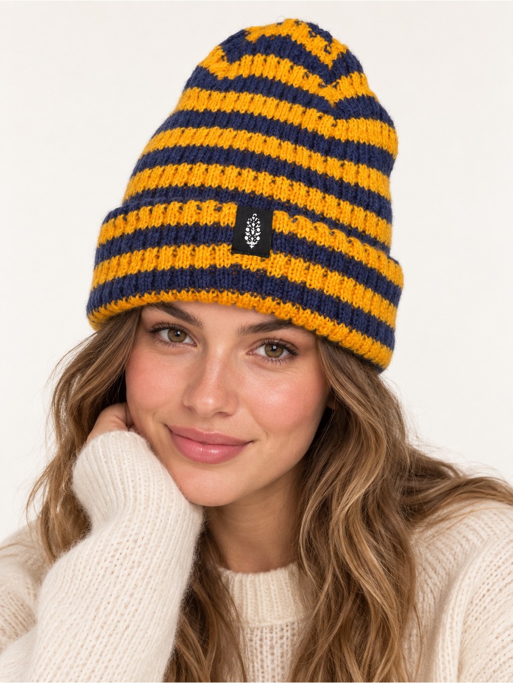 #911 NWT FP Movement Stripe It Up Cool Down Beanie Varsity Orange
